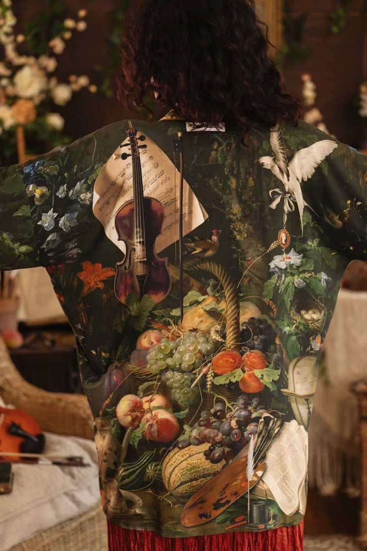 Labour of Love Matineé (mid) Duster w/ florals & violin