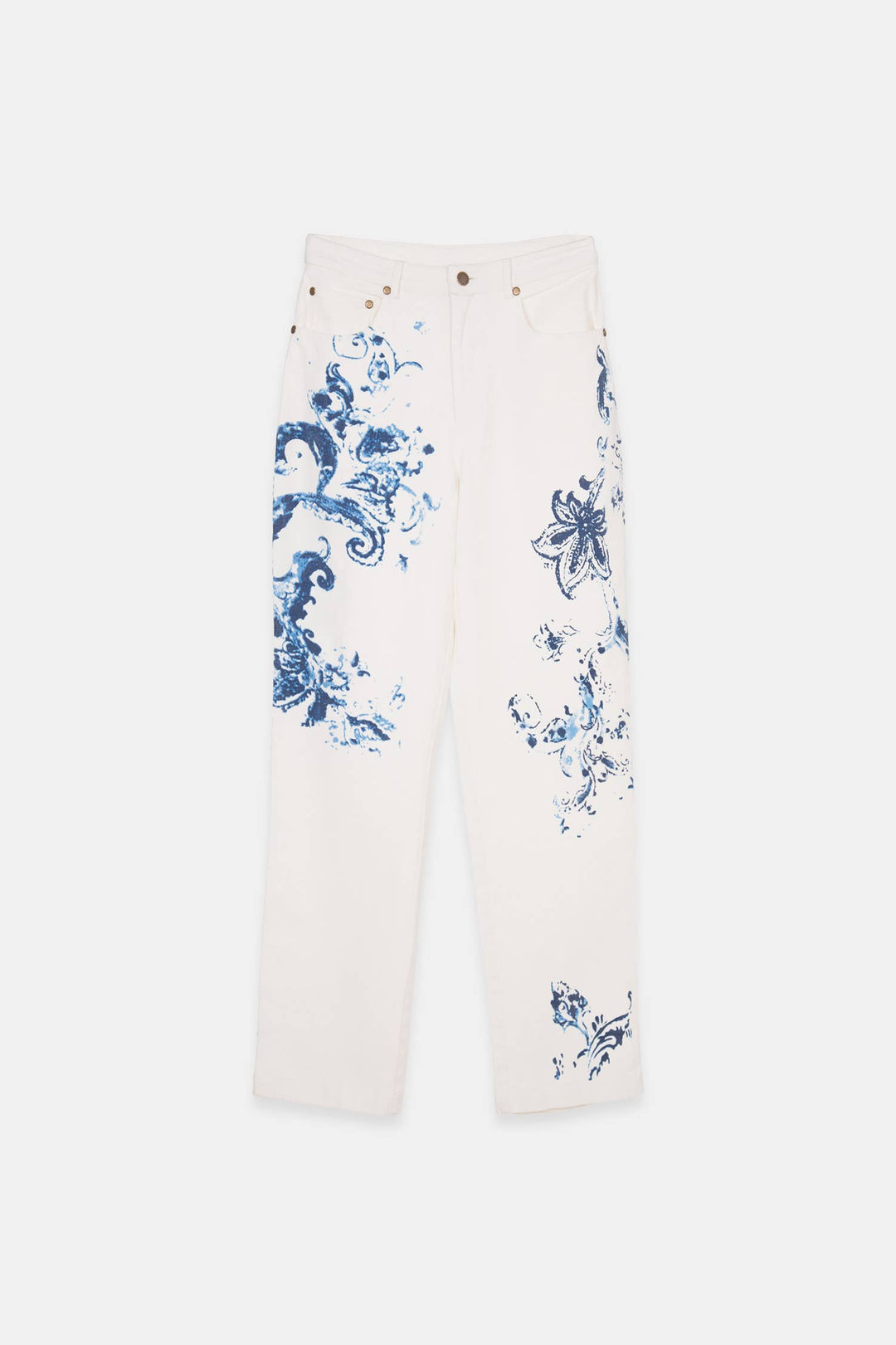 Floral Print White Pants