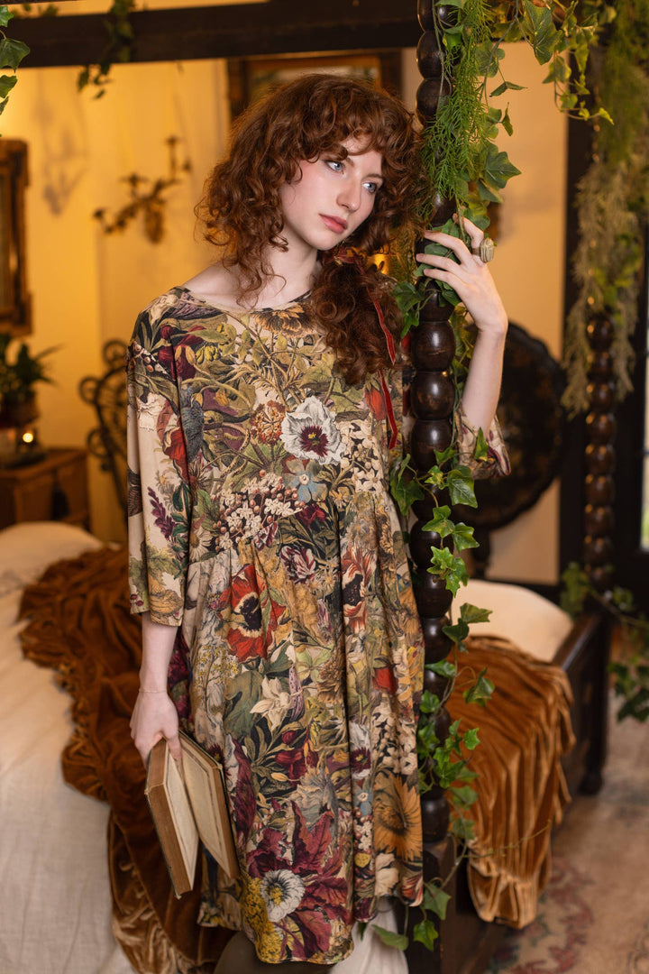 Golden Hour Artist Dress Tunic w/ Pockets & Floral Print