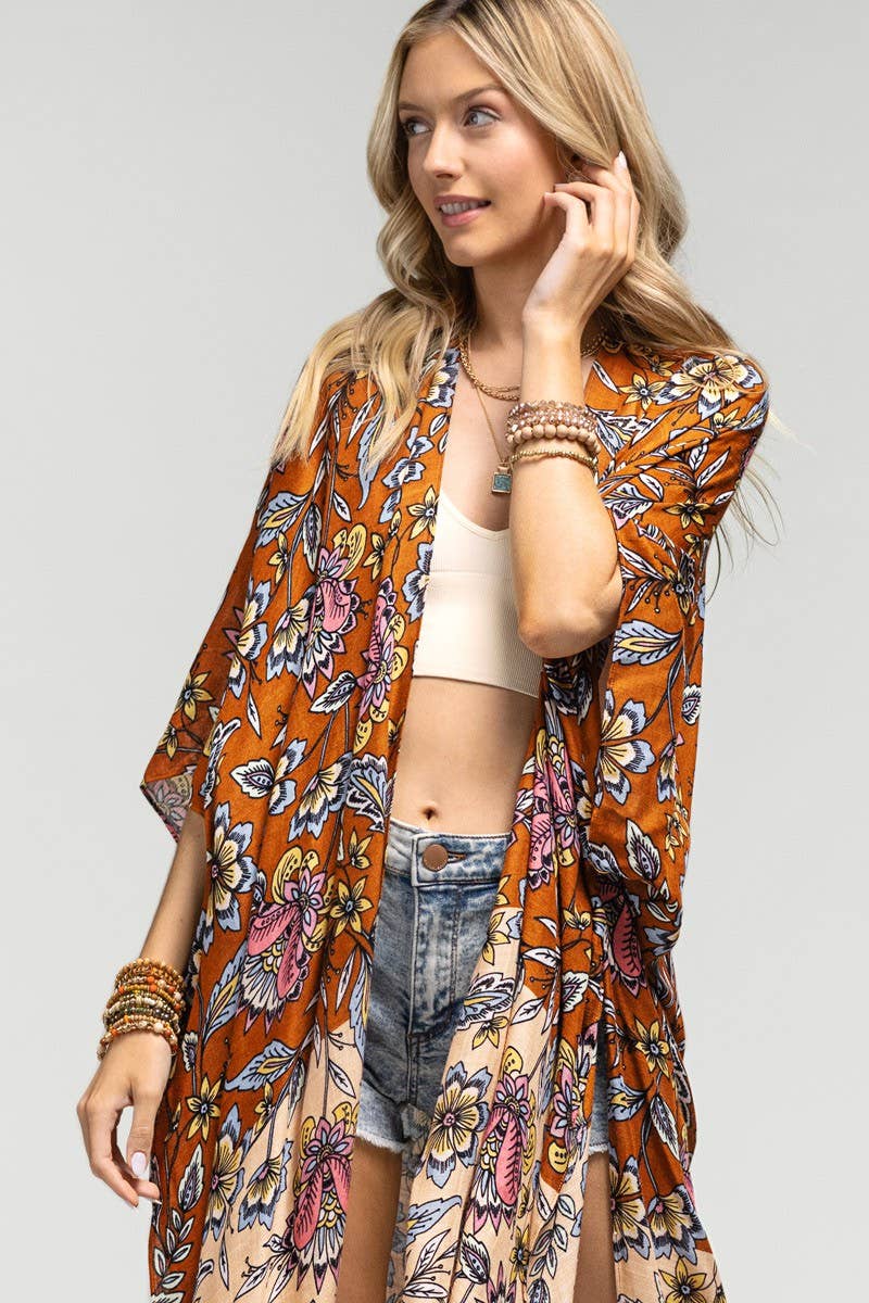 Garden Floral Print Kimono