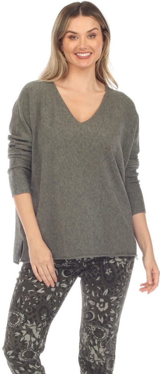 Solid V Neck Sweater