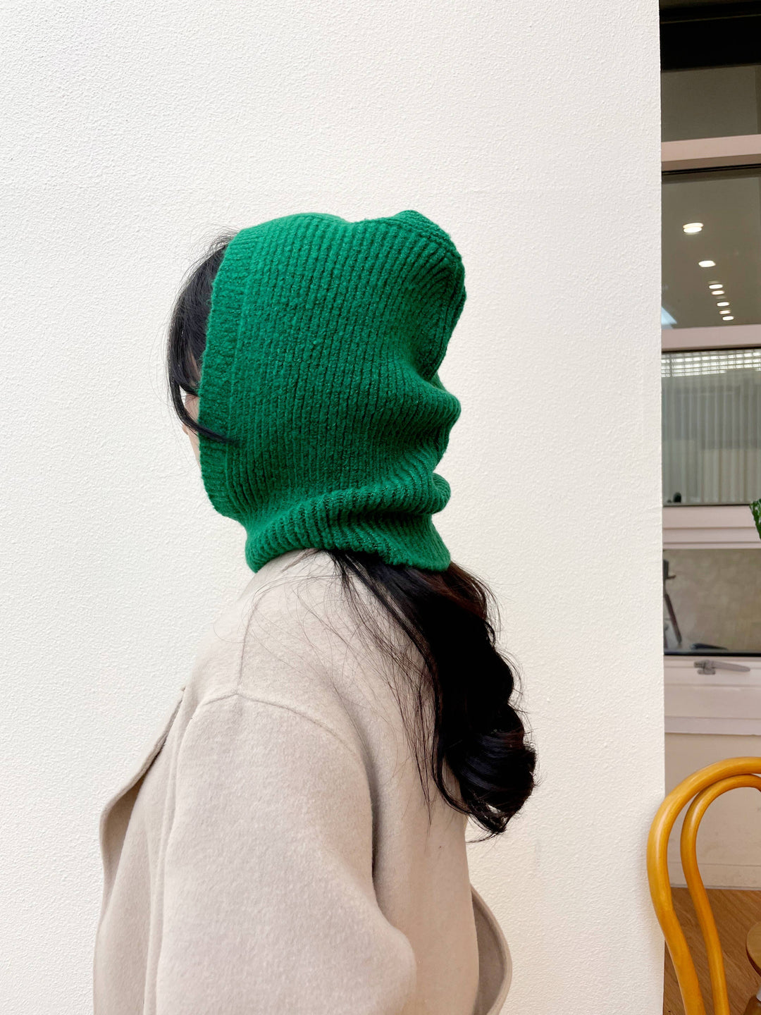Sweater Knit Alpaca Hooded Winter Balaclava Hat