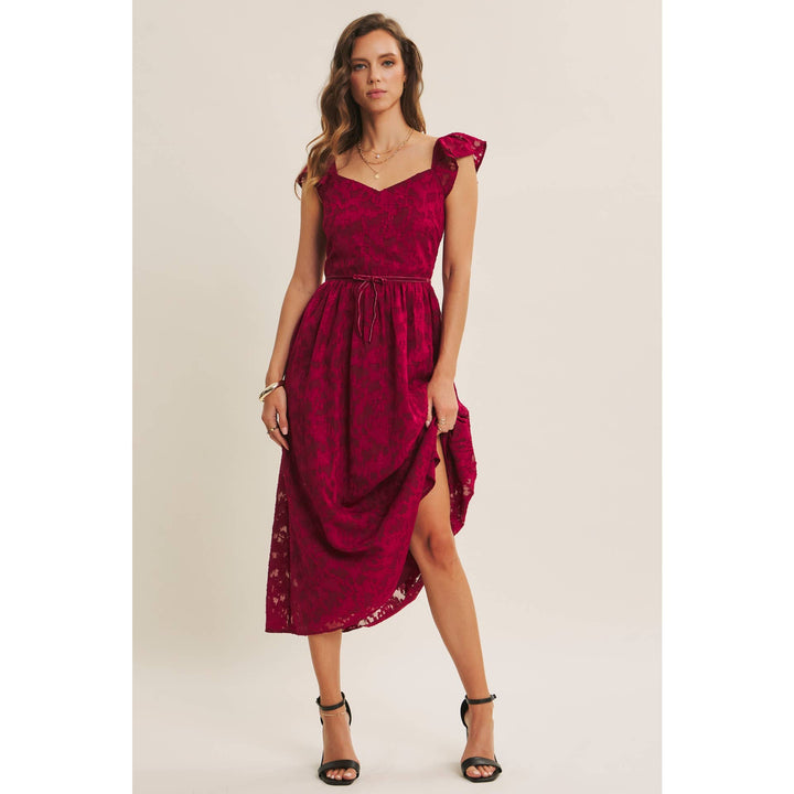 Rich in Texture Velvet Waist Jacquard Midi Dress