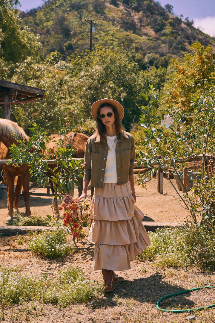 Brings Movement and Comfort Tiered Ruffle Maxi Skirt
