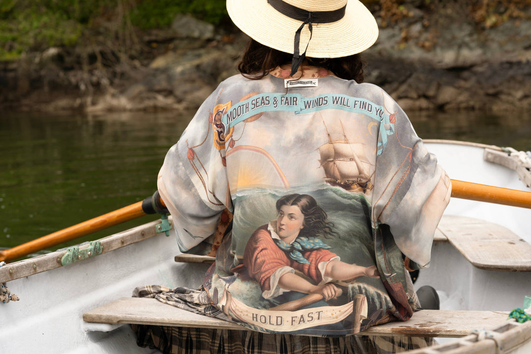Hold Fast Pixie Duster Cropped Kimono w/ Boat, Rainbow