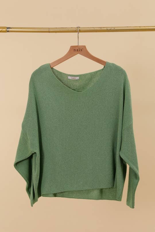 Short V-Neck Cotton Sweater