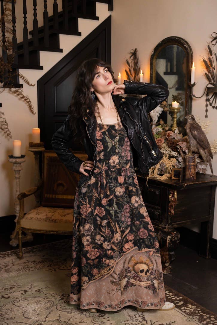 Momento Bohéme Long Maxi Slip Dress w/ Starling & Skull