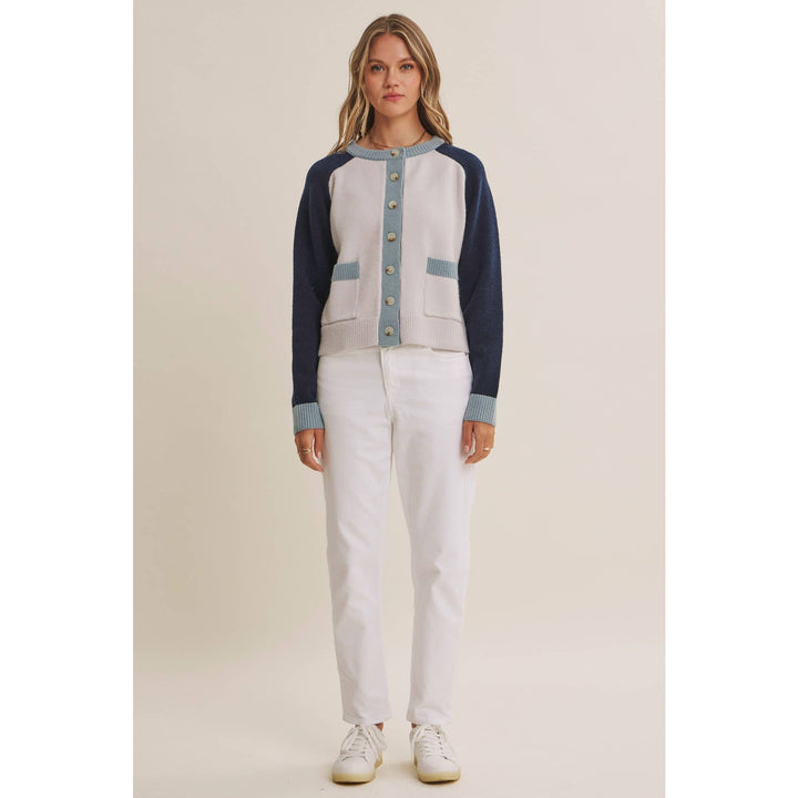 Morning Light Cafe Wool Blend Color Block Cardigan