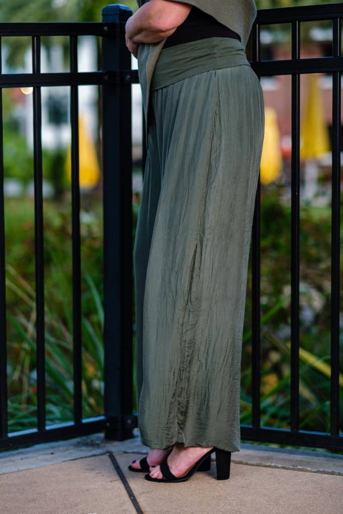 Mercedes Foldover Waist Silk Pant
