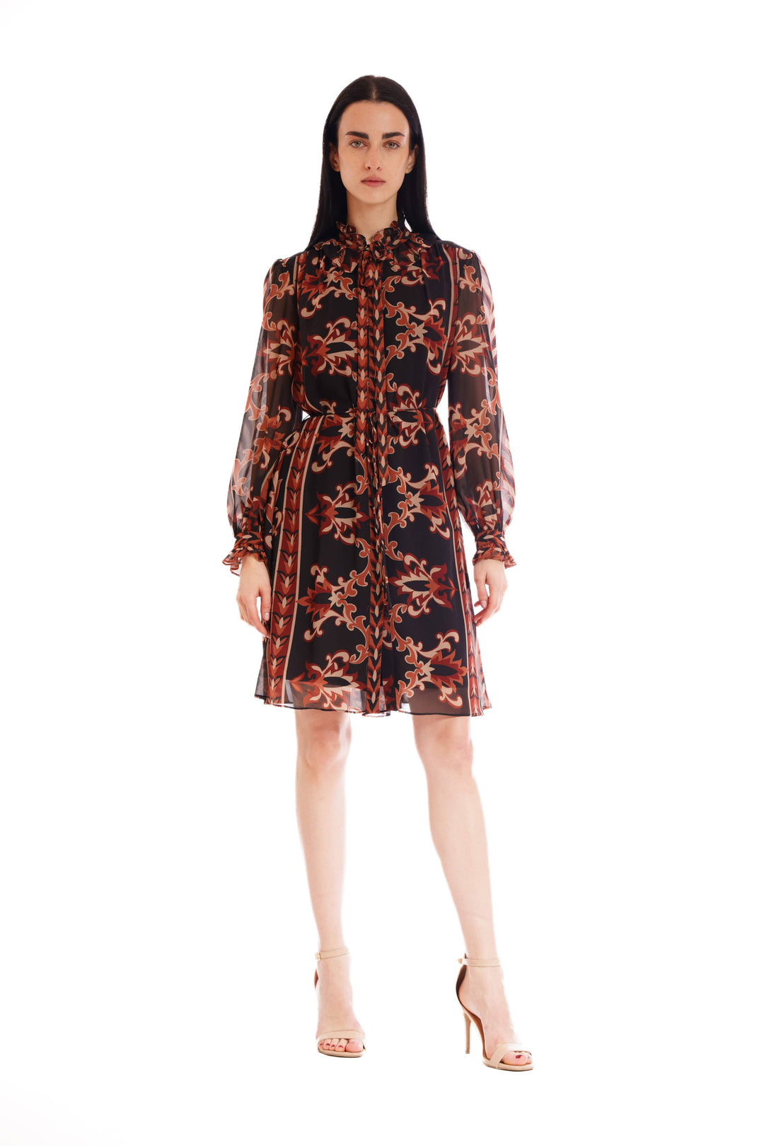 Long Sleeve Short Dress w/Ruffle Collar