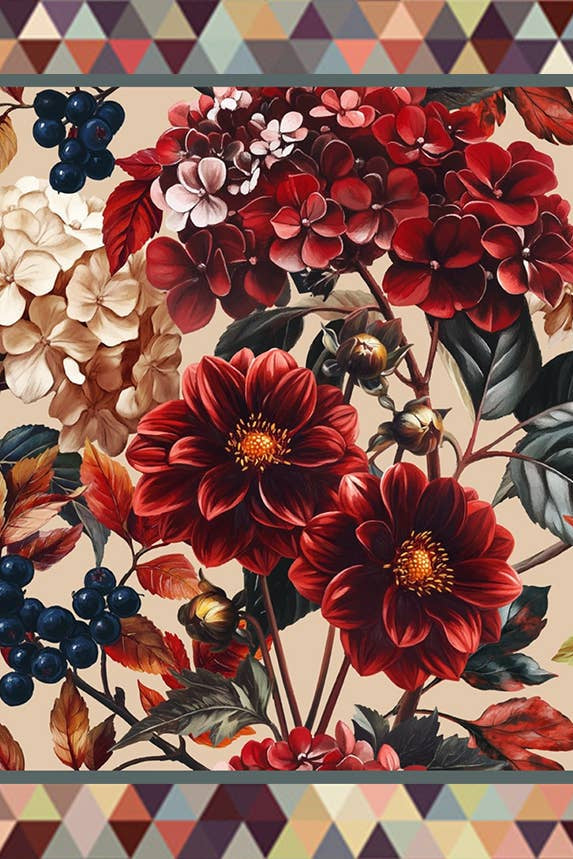 Fallyn Autumn Floral Silk Scarf Neckerchief
