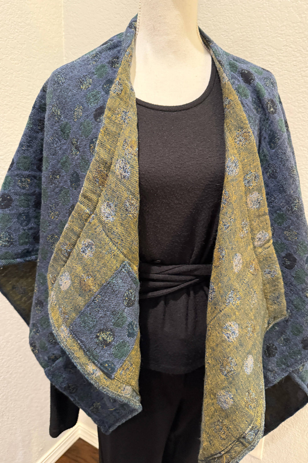 Poncho Cape~Teal Dots