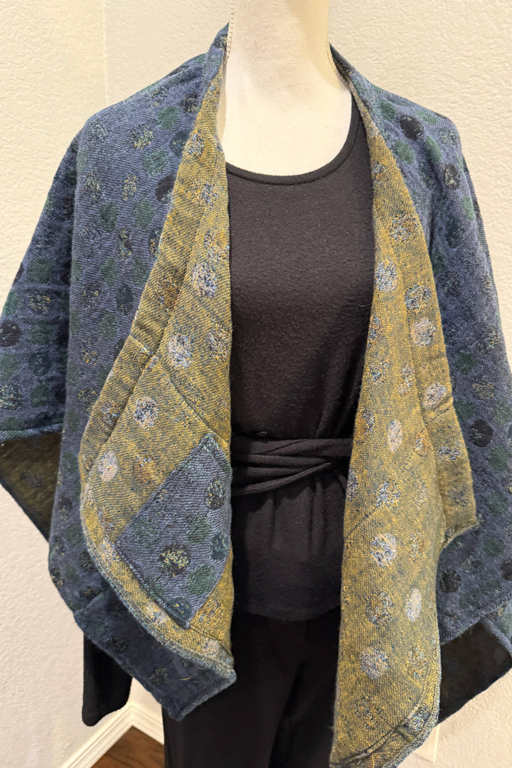 Poncho Cape~Teal Dots