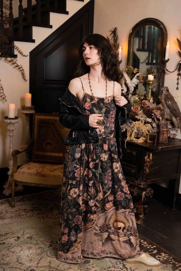 Momento Bohéme Long Maxi Slip Dress w/ Starling & Skull