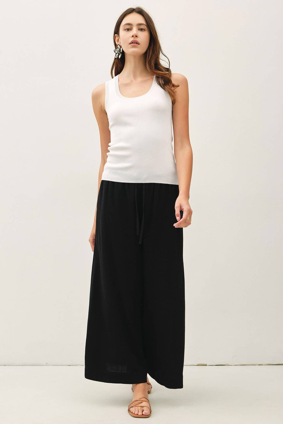 Linen Blend Cropped Palazzo Pants