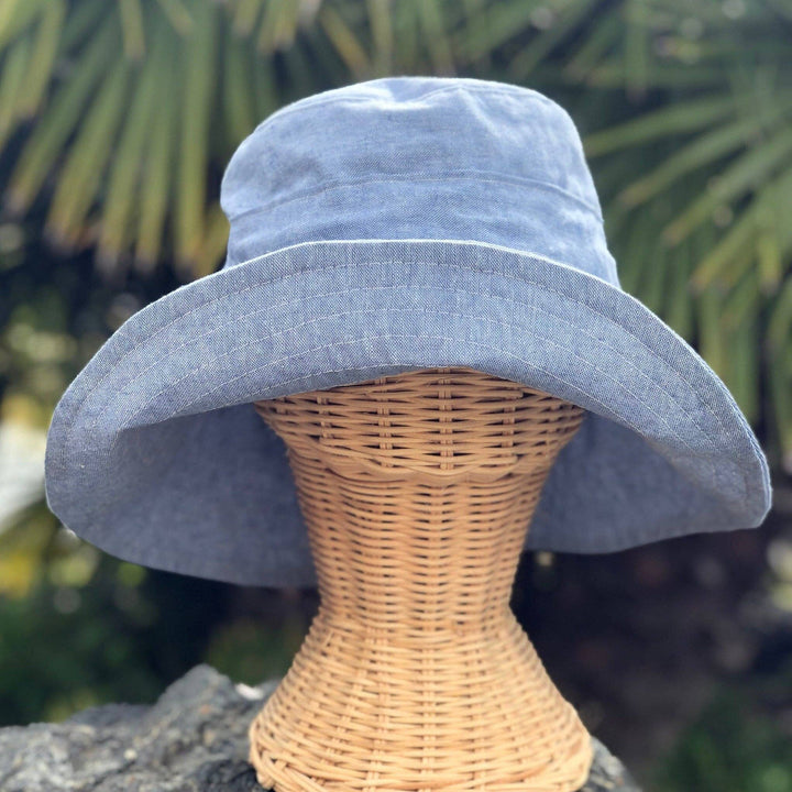 Linen Wide Brim Sun Hat - Sky Blue