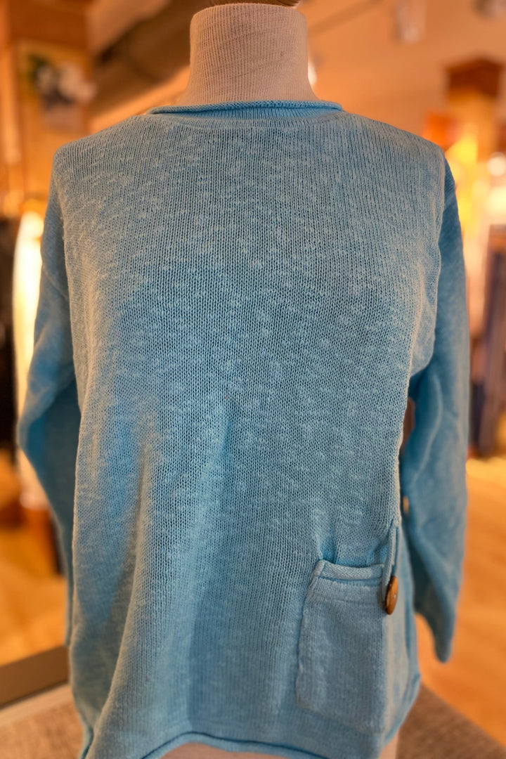The Ultimate Cotton Sweater - Crop Pocket Roll Neck