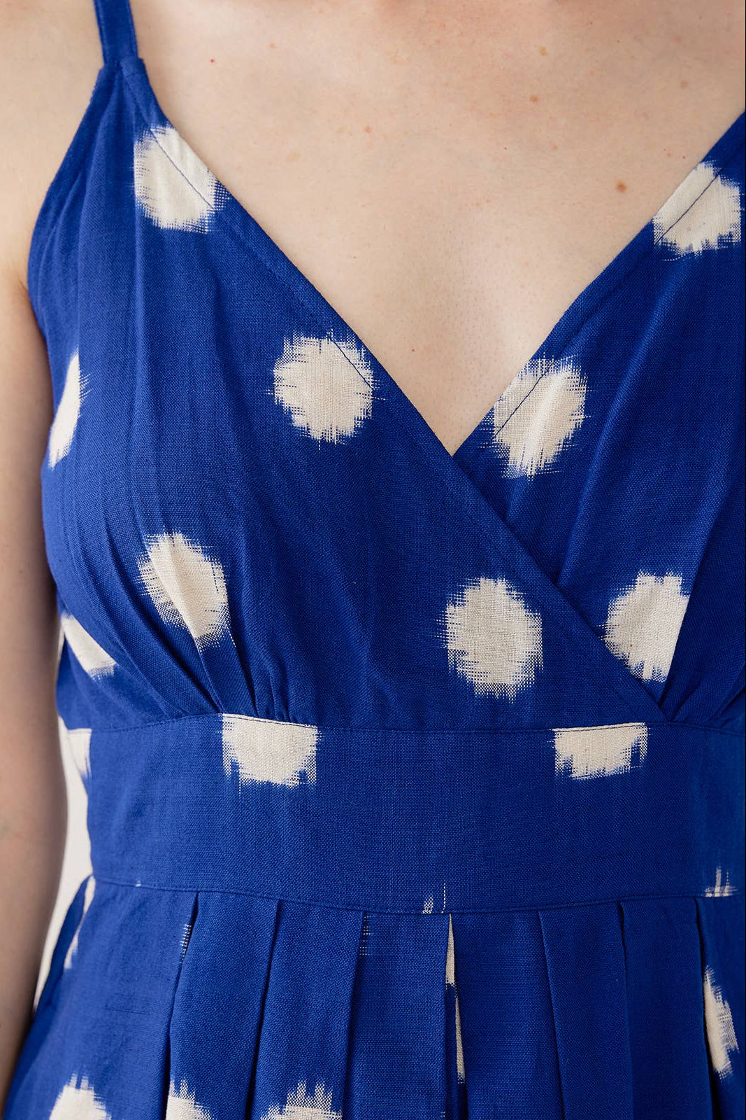 Lola Dress Blue Polka Dot Ikat
