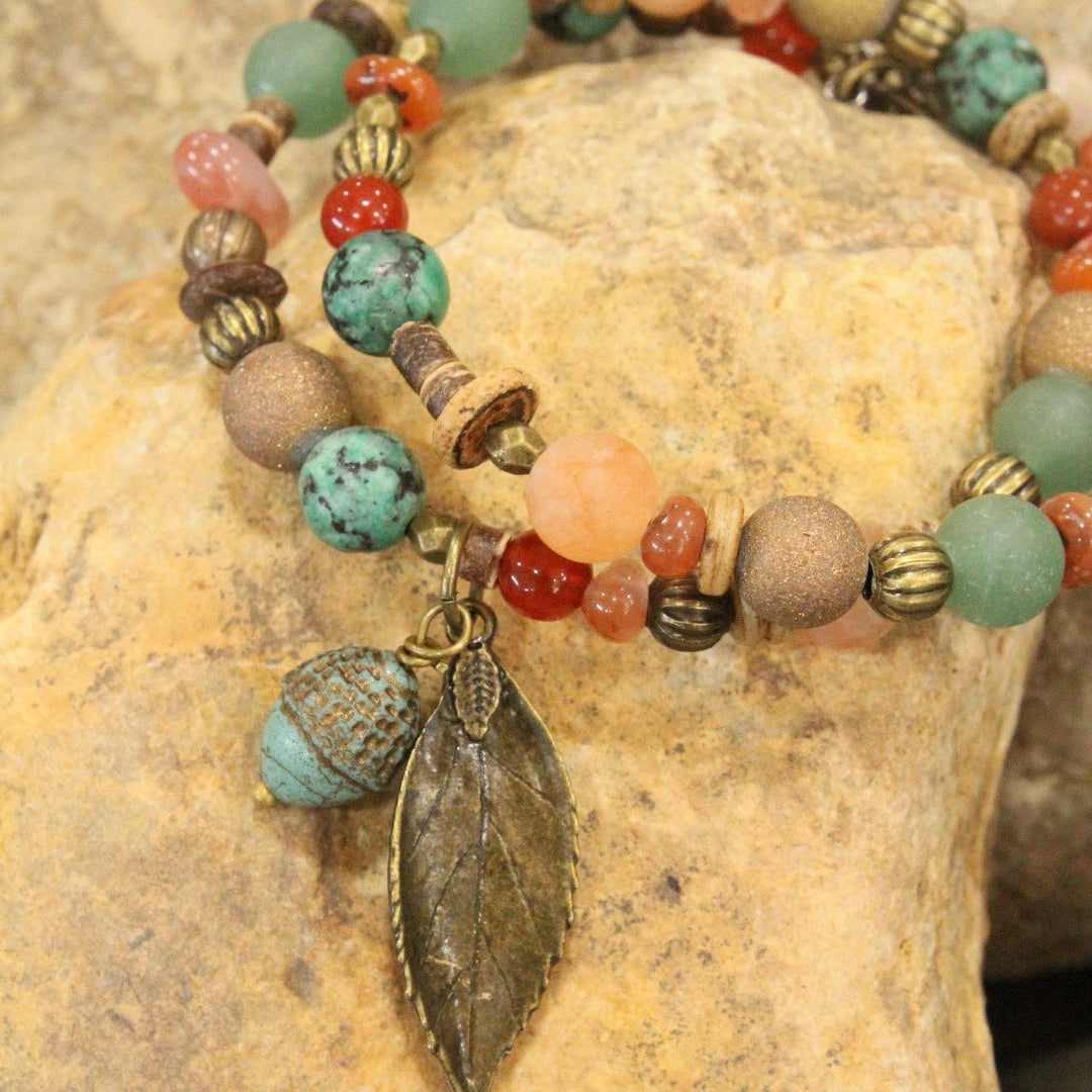 Verdigris Leaf Fall Wrap Bracelet