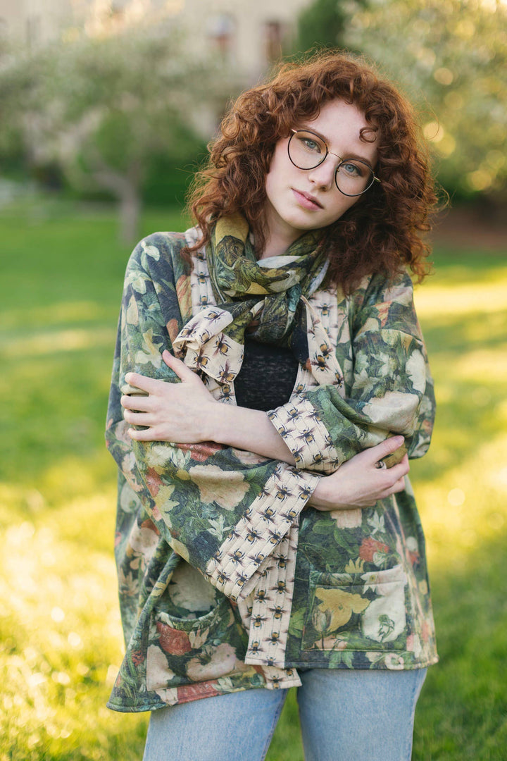 I Dream in Flowers Fleece Cottage Cardigan Kimono Jacket