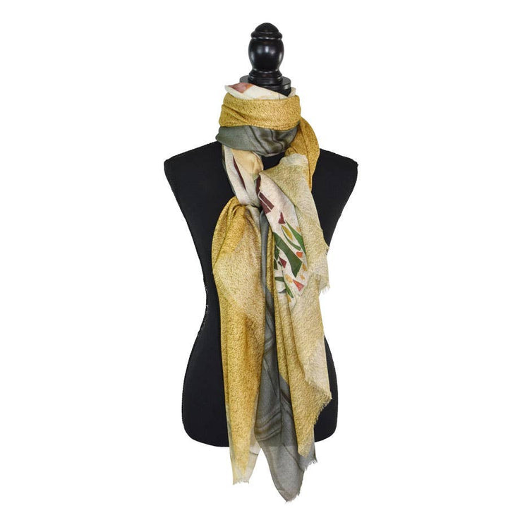 Sutton Painterly Crane Scarf Shawl