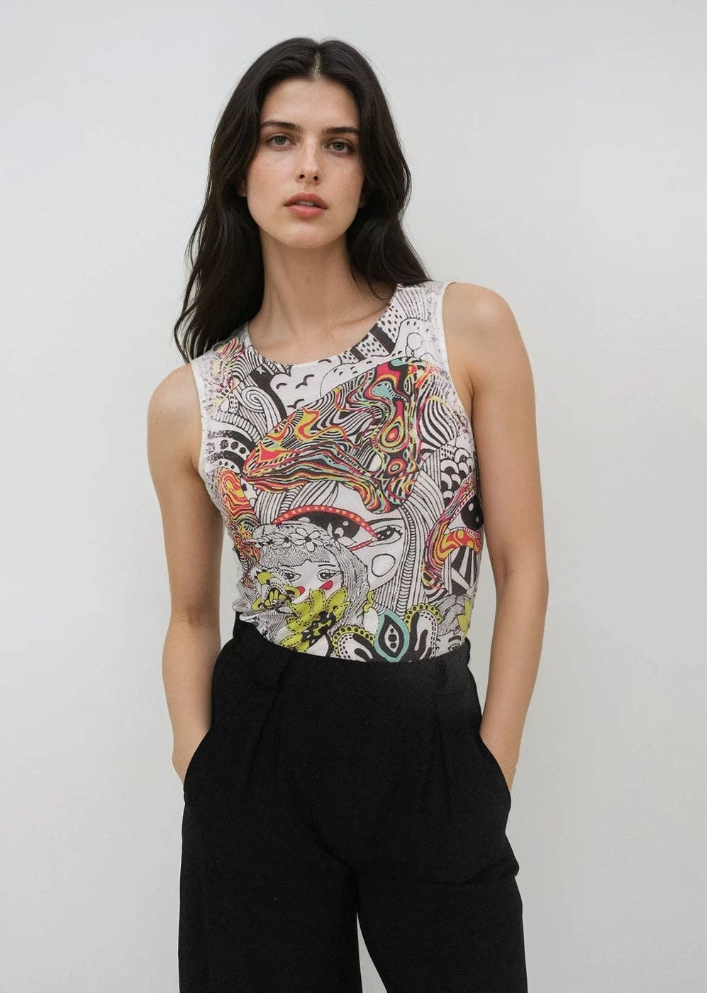 Florence Double Sheer Tank Top - Prints