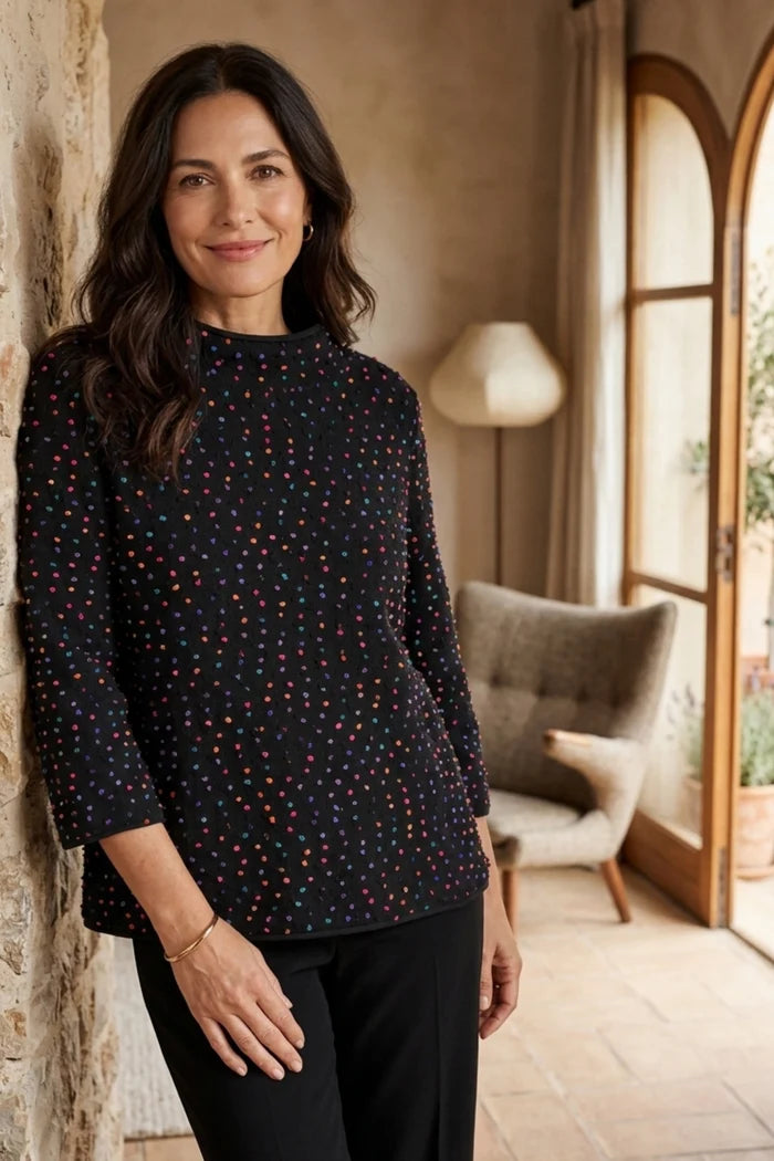Confetti Dot Fleck Funnel Neck Sweater
