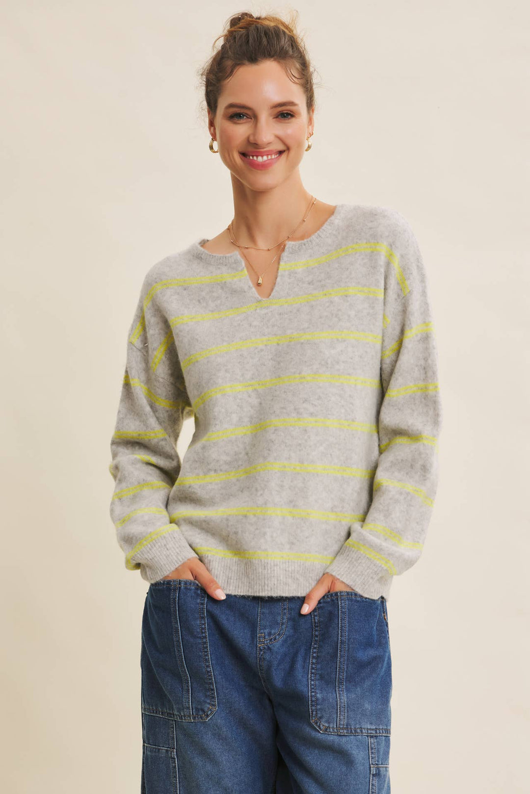 Eco-Conscious Stripe Oversized Easy Favorite Sweater Top