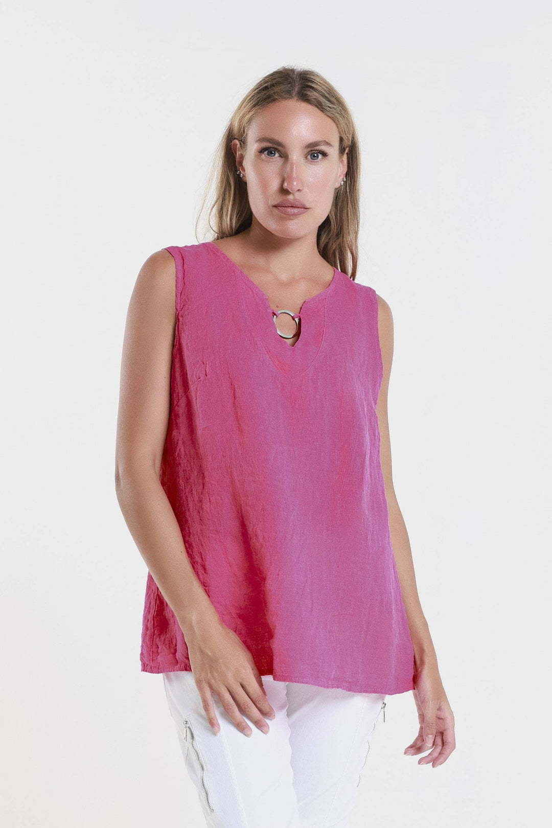 Cora Ring Detail Linen Tank