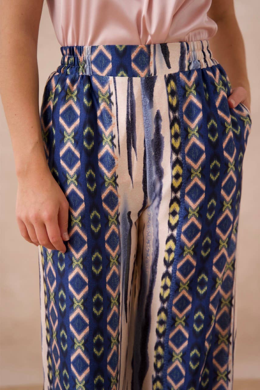 Patchwork Print Palazzo Pants