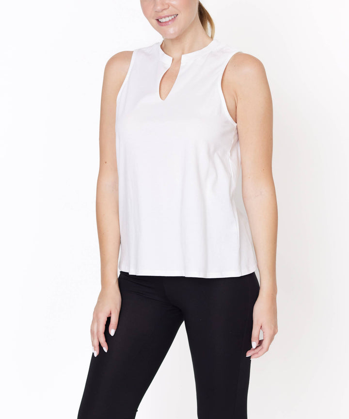 V-Cut Edge Sleeveless Cotton Jersey Top
