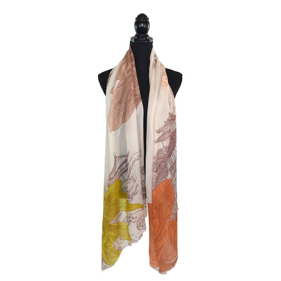 Amira Floral Pagoda Wool Scarf