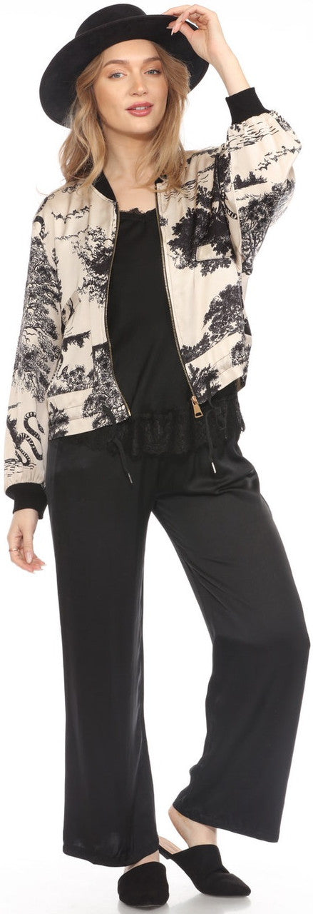 Printed Silk Bomber Jacket