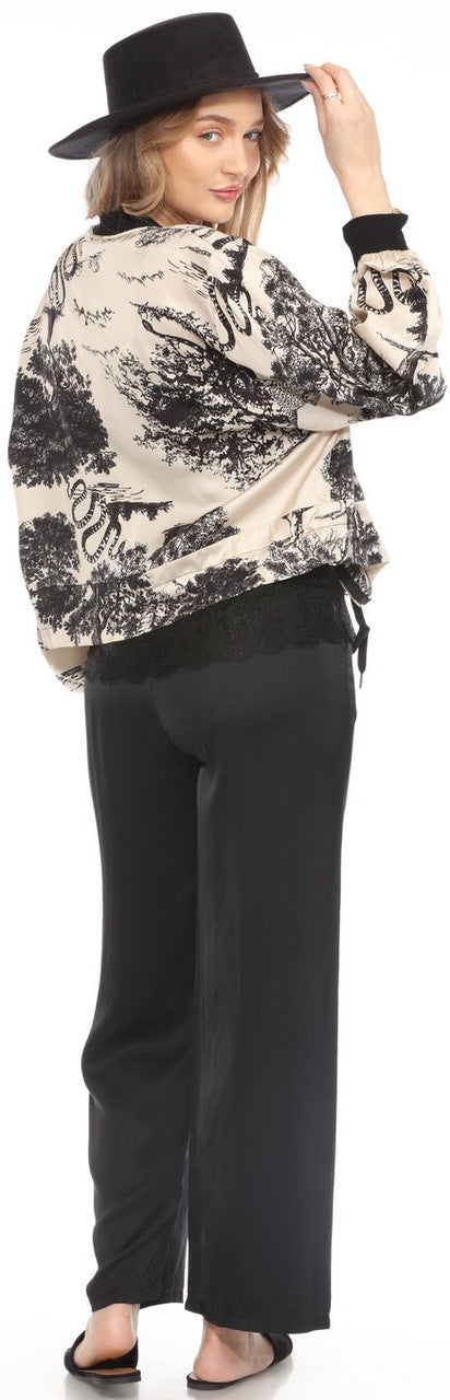 Printed Silk Bomber Jacket