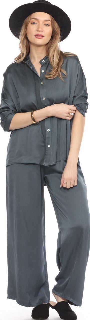 Soft Button Front Silk Top