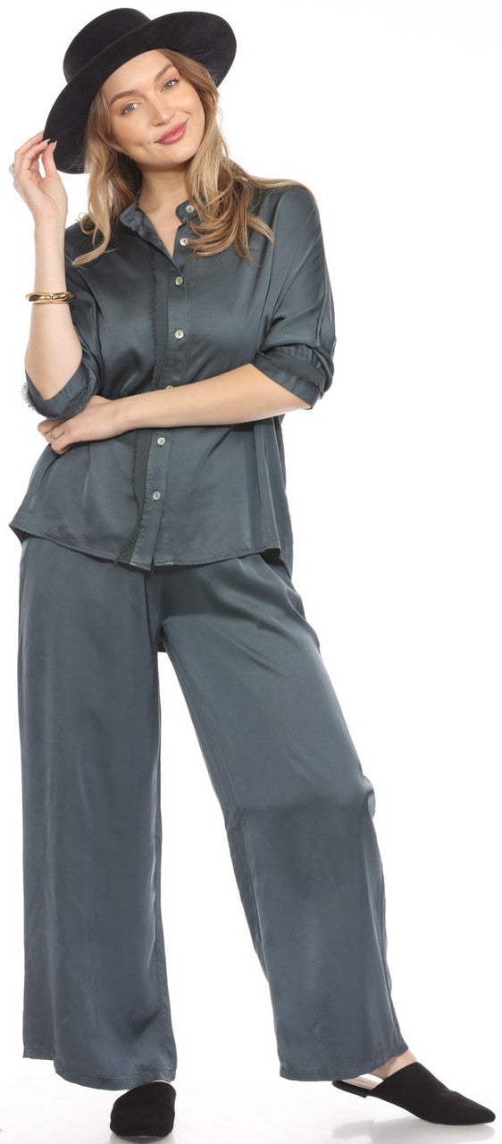 Soft Button Front Silk Top