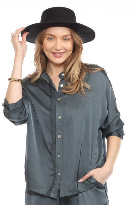 Soft Button Front Silk Top