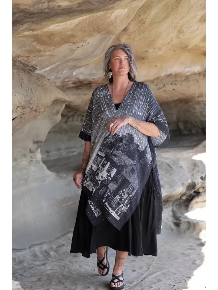 The Stargazer Goddess Duster Kimono w/ Celestial Print