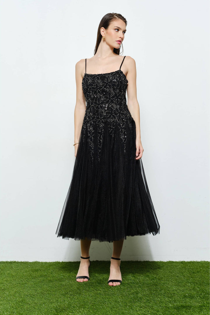Romantic Lace Chiffon Sleeveless Midi Dress