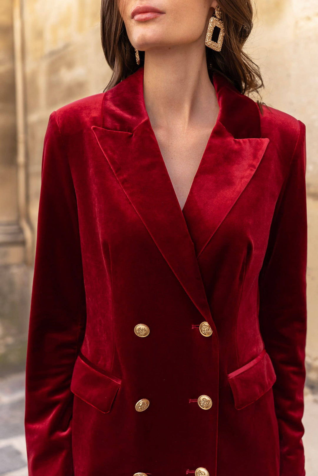 Velvet Dress Jacket with Gold Buttons