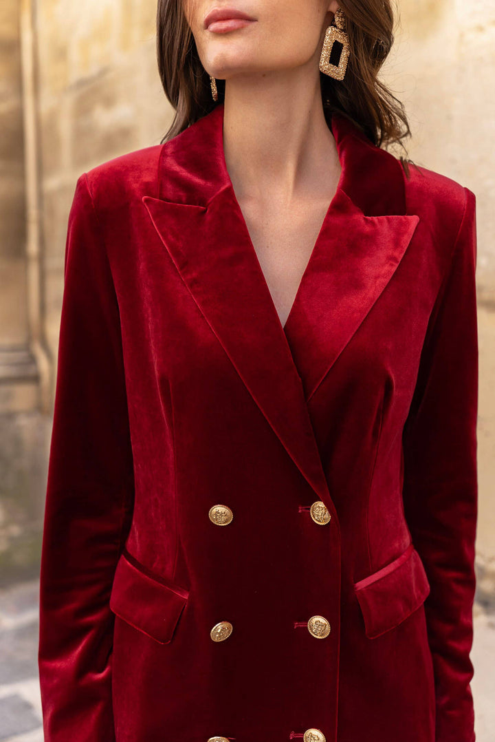 Velvet Dress Jacket with Gold Buttons
