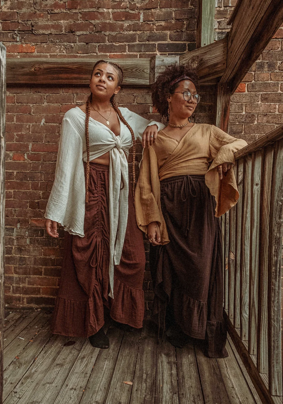 Boho Cinch Ruffle Skirt Organic Cotton Bamboo, Bohemian 