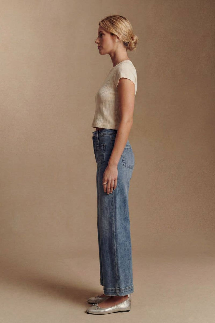 Tummy Control High Rise Crop Palazzo Jeans