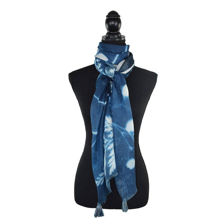 Indigo Pressed Leaf Scarf