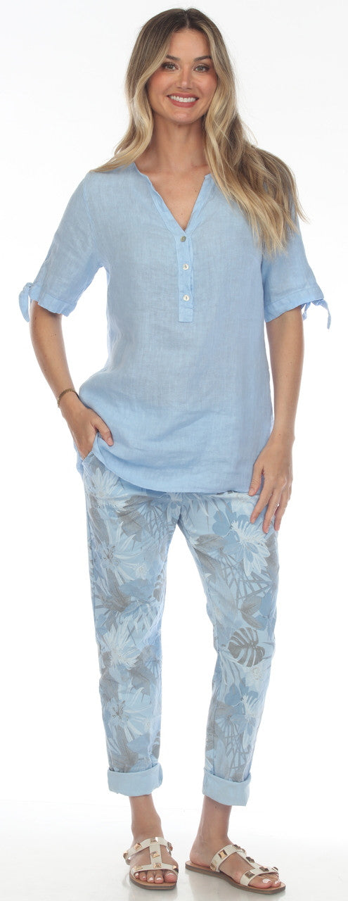 Take My Hand Solid Linen Short Sleeve Top