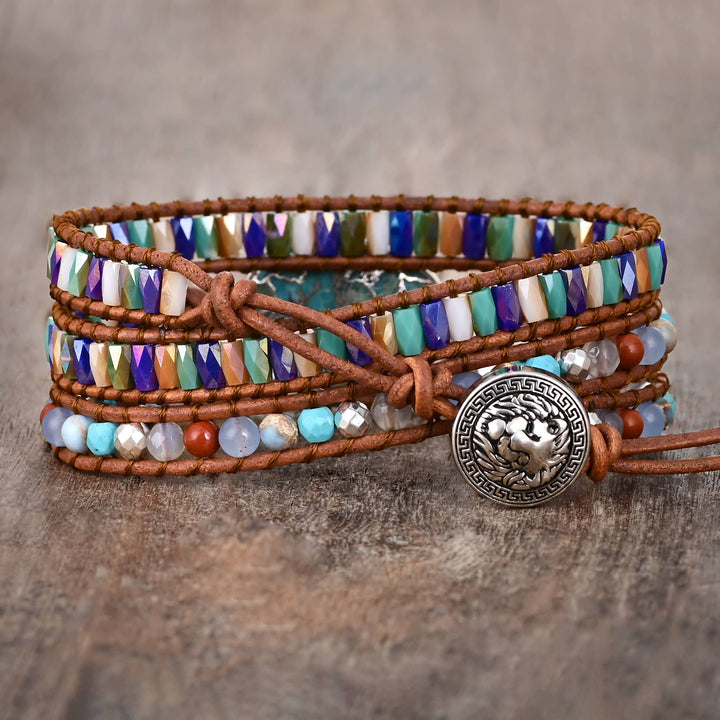 Natural Turquoise & Jasper Wrap Bracelet
