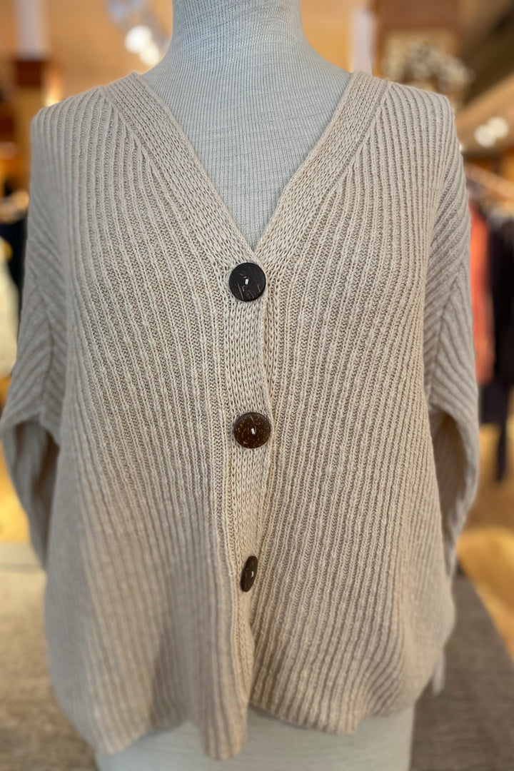 Ribbed Four Button Cardigan