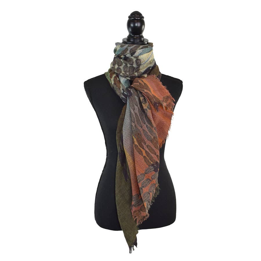 Cesario Earth Tones Wool Blend Scarf