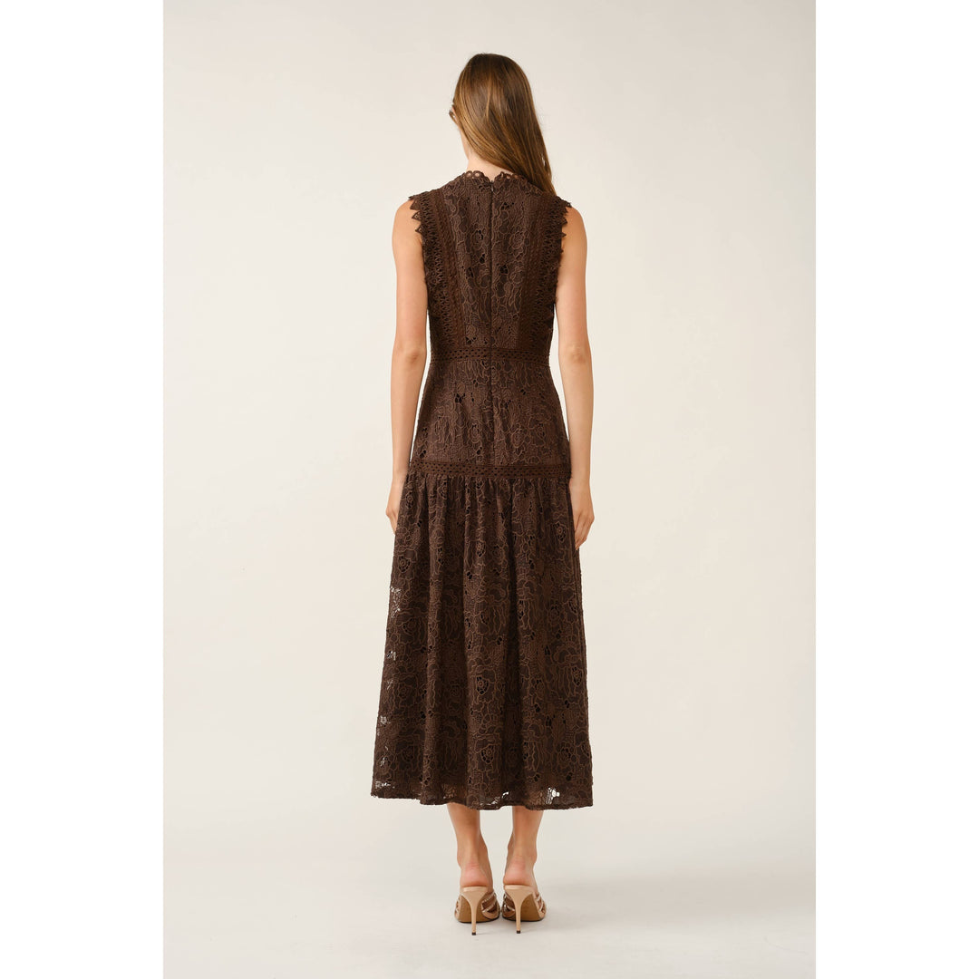Flora Elegant Guipure Lace Sleeveless Maxi Dress