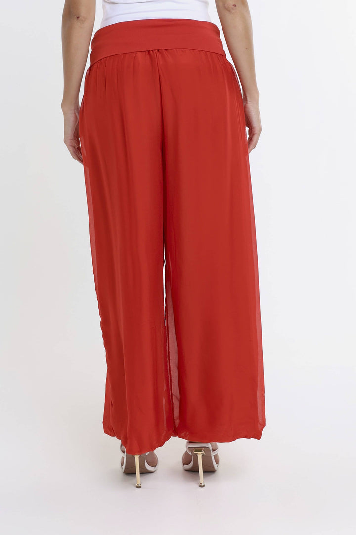 Mercedes Foldover Waist Silk Pant